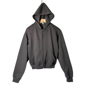 Refuge Athletics Womens Full Zip Hoodie Gray Cropped Fleece Sweatshirt Size S